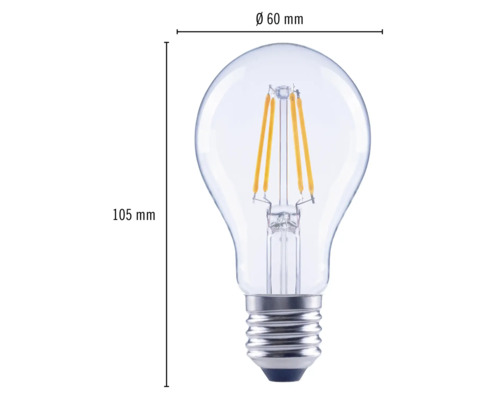 Afbeelding van een ledlamp met de afmetingen 60 millimeter diameter en 105 millimeter hoogte.