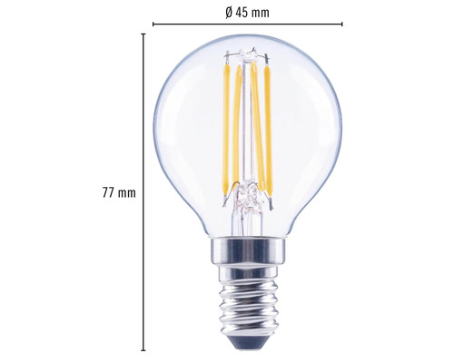 E14 ledlamp, 45 mm diameter en 77 mm lang