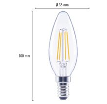 Druppelvormige ledlamp met afmetingen van 100 mm bij 35 mm