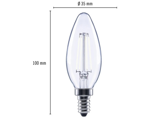 Kaarslamp met E14 fitting, 100 mm hoog en 35 mm diameter