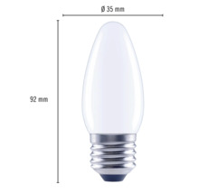 Kaarslamp met E27 fitting en afmetingen van 35 mm diameter en 92 mm hoogte