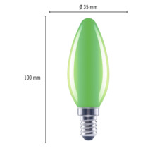 Groene 100 millimeter LED lamp met E14 fitting en 35 millimeter diameter