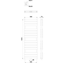 Technische tekening van een radiator met afmetingen