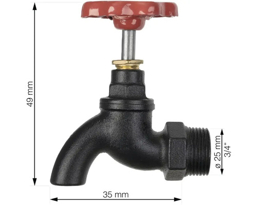 Metalen kraan met 3/4 inch aansluiting