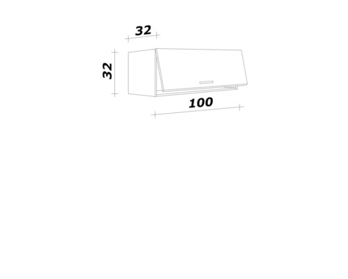 Schets van een hangkast met afmetingen
