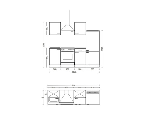 Keukenplan met afmetingen voor de keukenplanning