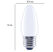 E27-lamp met afmetingen 92 mm hoog en 35 mm diameter