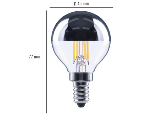 Globelamp met E14 fitting, 45 millimeter diameter en 77 millimeter hoogte