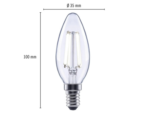 E14 LED lamp in kaarsvorm, 35 mm diameter en 100 mm lang