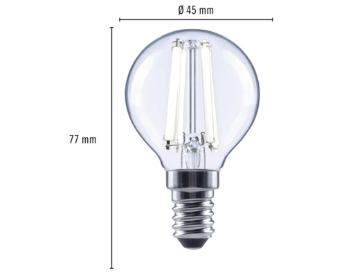 Heldere ledlamp met E14 fitting, 45 mm diameter en 77 mm hoogte