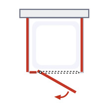 Illustratie van een douchecabine met draaideur