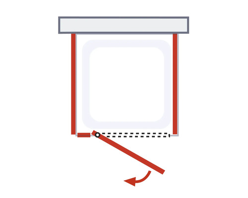 Illustratie van een douchecabine met draaideur