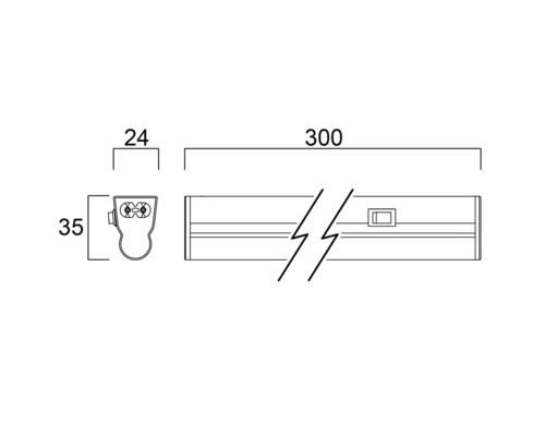 Technische tekening van een lamp met afmetingen