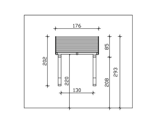 Technische tekening van een verhoogde tuinbak met afmetingen