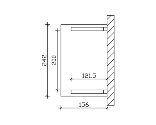 Technische tekening van een wandhouder met afmetingen