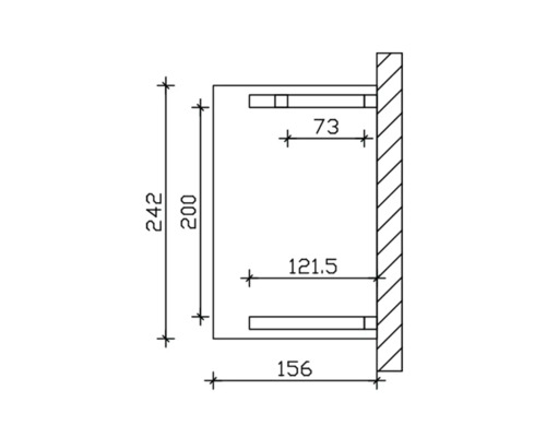 Technische tekening met maatvoering van een meubelstuk of constructie