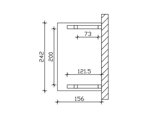 Technische tekening van een wandhouder met maatvoering