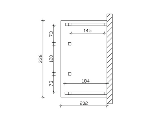 Technische tekening van een hangkast met maatvoering
