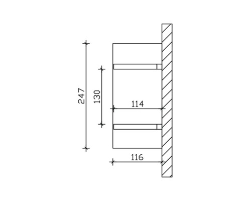 Technische tekening van een rek met afmetingen