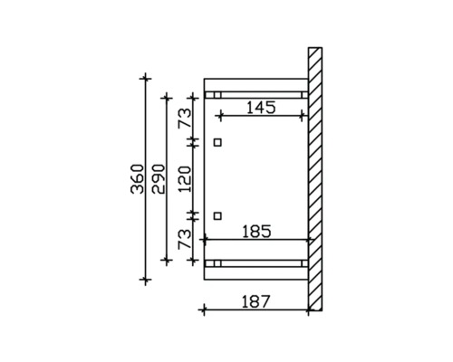 Technische tekening van een sanitair artikel met afmetingen