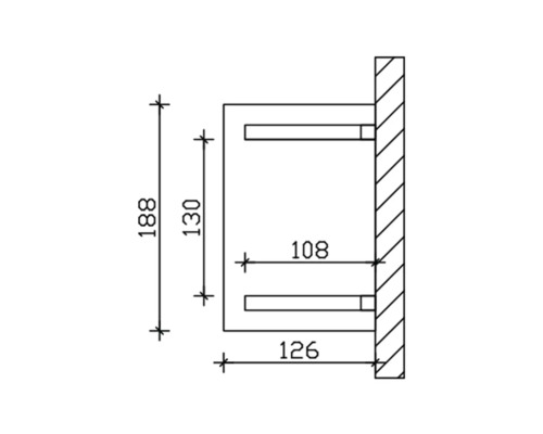 Technische tekening van een wandhouder met afmetingen