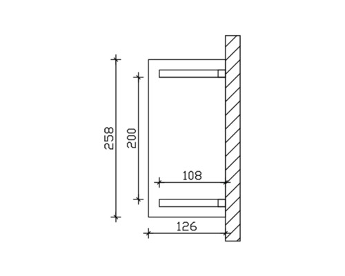 Technische tekening van een plank met afmetingen