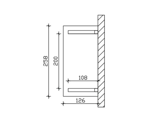 Technische tekening van een wandhouder met afmetingen.