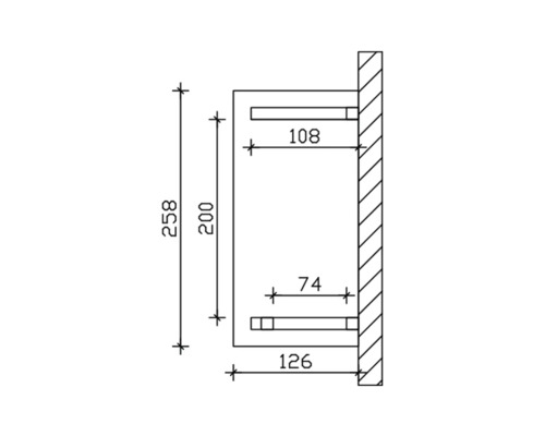 Technische tekening van een radiator met maatvoering