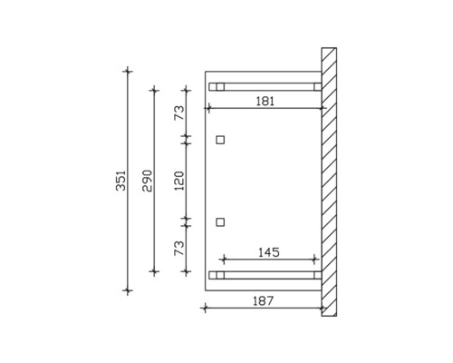 Technische tekening van een plank met afmetingen