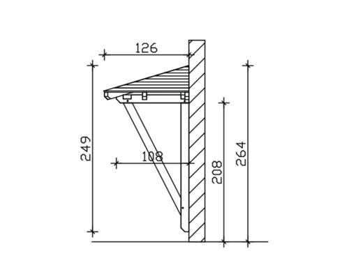 Technische tekening van een wandconsole met afmetingen
