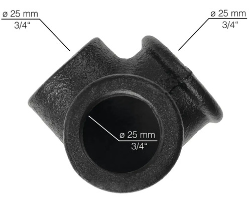Gietijzeren fitting hoek met een diameter van 25 mm