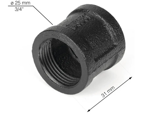 Gietfitting verbindingsmof, diameter 25 mm, 3/4 inch