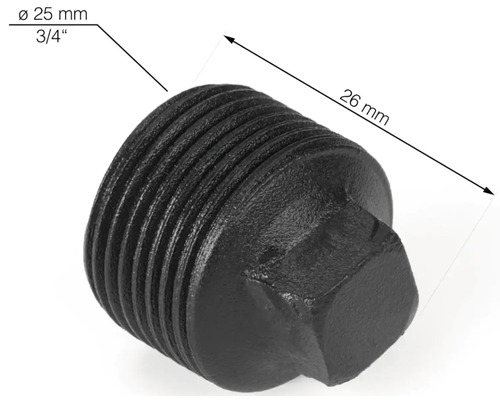 Metalen stop, schroefdraadmaat 25 millimeter