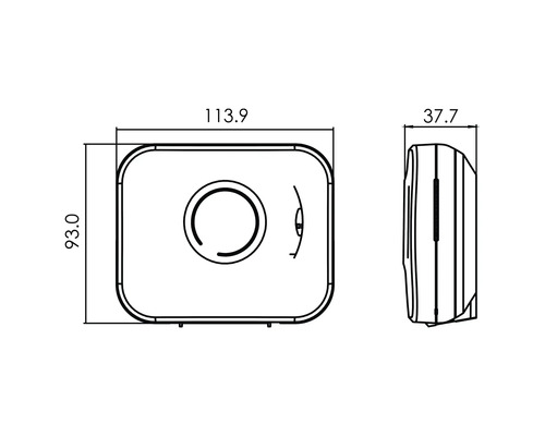 Technische tekening van een sensor met afmetingen