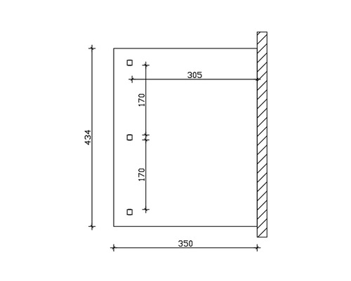 Technische tekening met maatvoering voor een product