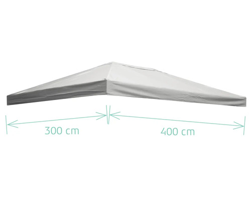 Paviljoen dak met afmetingen 300 cm en 400 cm.