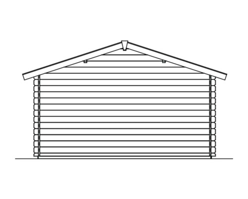 Illustratie van een blokhut met zadeldak