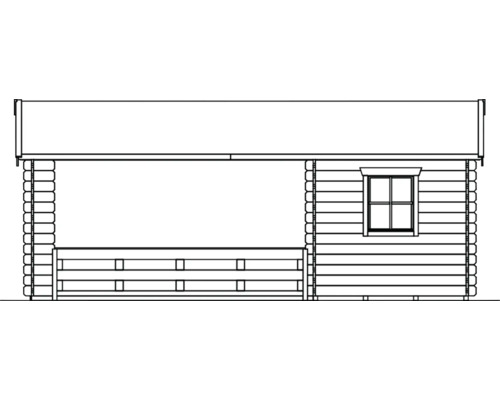 Illustratie van een tuinhuis met veranda en raam
