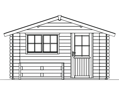 Illustratie van een tuinhuis met raam en deur