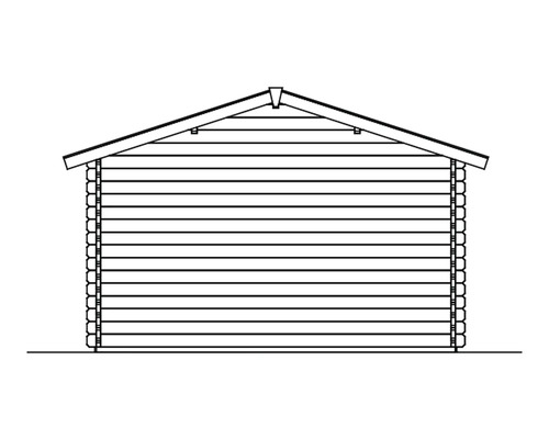 Afbeelding van een tuinhuis met zadeldak