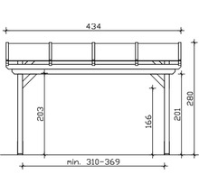 Technische tekening van een houten constructie met afmetingen
