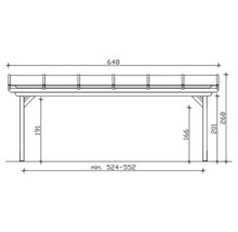 Technische tekening van een houten constructie met maatvoering