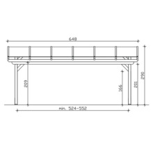 Technische tekening van een carport met maatvoering