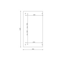 Technische tekening met maatvoering: 648, 350, 305, 293, minimaal 524, maximaal 552
