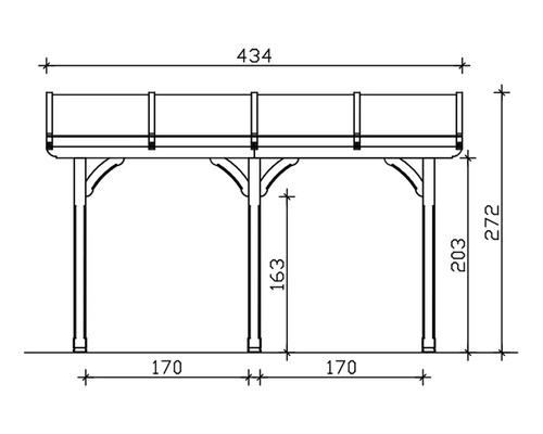 Technische tekening van een plantenbak met afmetingen.