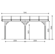 Technische tekening van een houten constructie met maatvoering