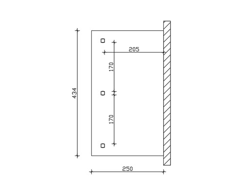 Technische tekening met maataanduidingen in millimeters