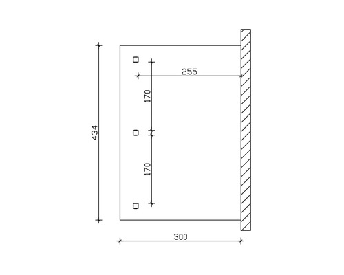 Technische tekening met afmetingen voor een product