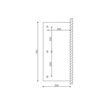 Technische tekening met afmetingen voor wandmontage