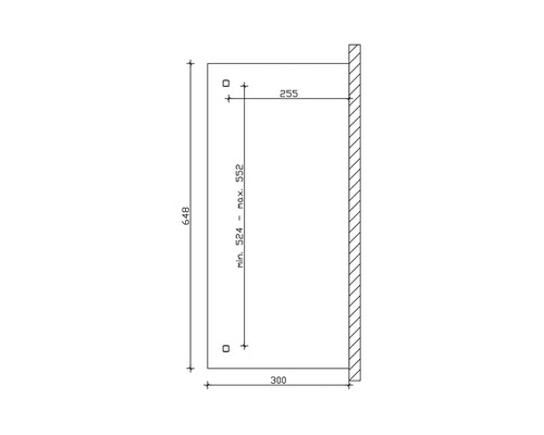 Technische tekening met maataanduidingen voor montage